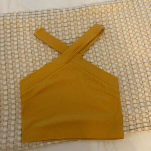 Criss cross crop top yellow
